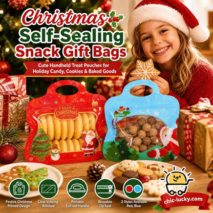 🎁70% OFF!!!-Ready for Christmas!🎅Easy Fill, Easy Seal🎄Bestseller Self-Sealing Christmas Candy & Cookie Bags with Santa Claus and Snowman Designs🎅⛄