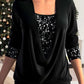 🎅Christmas Sale-50% Off🎁Sequin Loose Smocked Fake Two-Piece Top