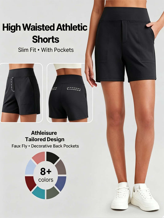 🌞50% OFF🏃‍♀️Women’s High-Waist Athletic Shorts – Running & Yoga Summer Shorts with Pockets