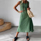 Cotton Linen Sleeveless Casual Dress with Pocket