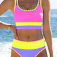 🏖️🔥LAST DAY SALE 50%OFF💃Color Contrast Patchwork Nylon Sporty 3 Piece Bikini Sets