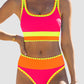 🏖️🔥LAST DAY SALE 50%OFF💃Color Contrast Patchwork Nylon Sporty 3 Piece Bikini Sets