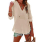 ⏰Limited Time Sale-50% OFF🏖️Women's Oversized Hooded Beach Cover Up-Long Sleeve V-Neck Pocket Shirt