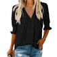 🔥Hot Sale-50% Off💜Women's Solid Color V Neck Puff Sleeve Shirt Top