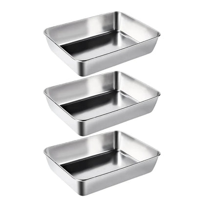 📢Buy 3 Get 2 Free- Stainless Steel Square Plate（with lid）