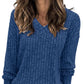🎉LAST DAY-50% OFF🤩Women's V Neck Long Sleeve Solid Sweater