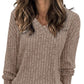 🎉LAST DAY-50% OFF🤩Women's V Neck Long Sleeve Solid Sweater