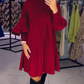 🌈New Year Sales - 49% OFF🎉Women's Plus Size Lantern Sleeve Stand Collar Dress👗