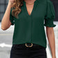 🔥Hot Sale-50% Off💜Women's Solid Color V Neck Puff Sleeve Shirt Top