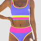 🏖️🔥LAST DAY SALE 50%OFF💃Color Contrast Patchwork Nylon Sporty 3 Piece Bikini Sets