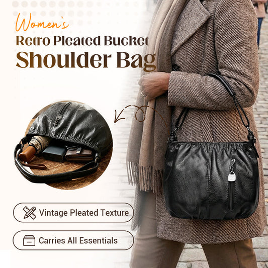 💝New Arrival-50% Off🎁Women's Retro Pleated Bucket Shoulder Bag
