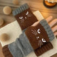 ❄️Winter Sale 60% Off🐾Cat Knitted Embroidery Fingerless Gloves