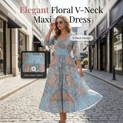 🌸 2026 Summer Hot Sale 60% OFF💃Elegant Floral Maxi Dress | Flow & Feminine Silhouette