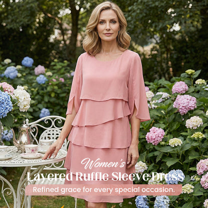 💕This Summer Special Offer-50% Off💃Women's Elegant Layered Ruffle Sleeve Dress
