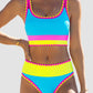 🏖️🔥LAST DAY SALE 50%OFF💃Color Contrast Patchwork Nylon Sporty 3 Piece Bikini Sets
