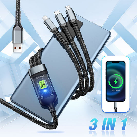 💥Limited time 49% off🔥⚡Transparent Luminous 3-in-1 Super Fast Charging Cable