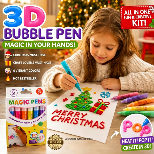 🌟Magic Puffy Pens – Draw 3D with one stroke!🎄DIY Bubble Popcorn Drawing Pens
