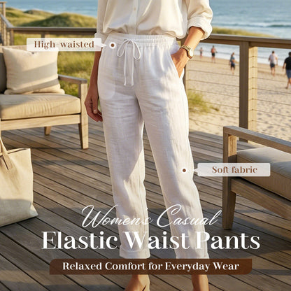 🌸Spring Sale-50% OFF🍀Women's Elastic Waist Cotton Linen Casual Pants