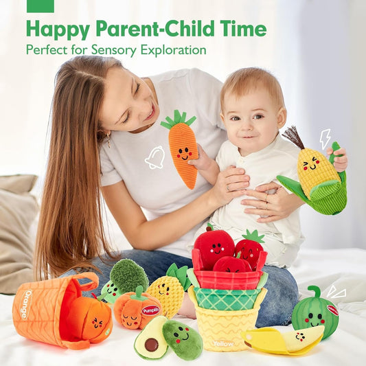 👶Baby Sensory Toys – 16 PCS  First Fruit & Vegetable Set🍓