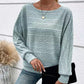 🌹Autumn Sale-50% Off🌹Solid Round-Neck Striped Top with Long Sleeves