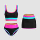 🏖️🔥LAST DAY SALE 50%OFF💃Color Contrast Patchwork Nylon Sporty 3 Piece Bikini Sets