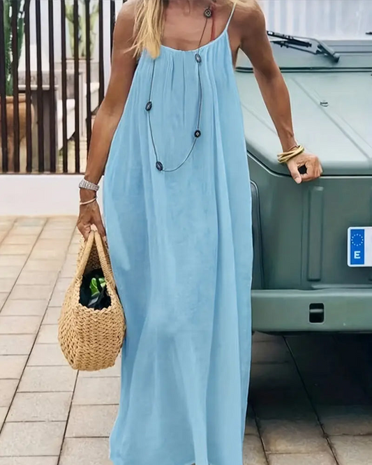 ❤️‍🔥LAST DAY SAEL 50% OFF!!💃Women's Solid Color Backless Cami Dress💕