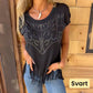 💥Last Day Special Sale 60% OFF👚Women's Solid Colour Short Sleeve T-shirt With Hot Print And Frayed Hem