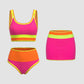 🏖️🔥LAST DAY SALE 50%OFF💃Color Contrast Patchwork Nylon Sporty 3 Piece Bikini Sets