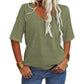 🏆Last Day 50% Off✨Women's Solid Color V-Neck T-shirt