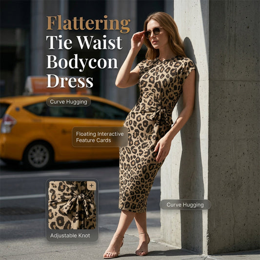 🥳2026 HOT SALE 50% OFF! 💞50K+ SOLD!🌸Women's Knot Bodycon Dress – Leopard print, tummy-flattering knot. Comfy & chic for parties or date nights. Feel gorgeous. ✨🌹