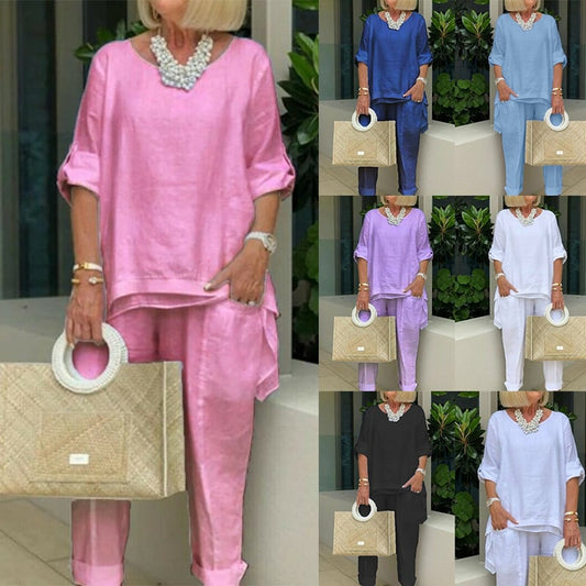 🌴Summer Specials🌴Women's casual plus size cotton blend set