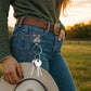 🎉Handmade Cow Tag Belt  Key Holder with Custom Initial