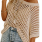 🥰Summer Hot Sale🌿Womens Casual Short Sleeve Hollow Out Pullover Knit Tops