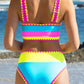 🏖️🔥LAST DAY SALE 50%OFF💃Color Contrast Patchwork Nylon Sporty 3 Piece Bikini Sets