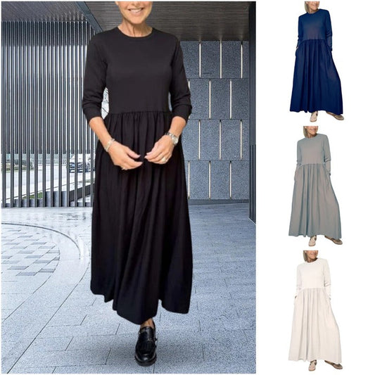 🔥Christmas Promotion 49%OFF🔥Flowy Knit Midi Dress with Full Sleeves