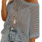 🥰Summer Hot Sale🌿Womens Casual Short Sleeve Hollow Out Pullover Knit Tops