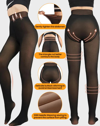 Flawless Legs Fake Translucent Warm Plush Lined Elastic Tights