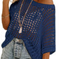🥰Summer Hot Sale🌿Womens Casual Short Sleeve Hollow Out Pullover Knit Tops