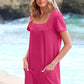 ✨Clearance Sale-50% Off👗Women's Casual Square Neck Pocket Short Sleeve Dress with Pockets