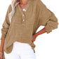 💥2025 New Fashion❤️‍🔥Womens Casual Button V Neck Long Sleeve Shirts Oversized Solid Blouses Tops