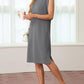 💐Summer Sale 49% OFF💙Women Round Neck Loose Split Wrinkle-Free Midi Dress with Pockets