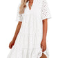 🫧2025 Hot Sale💘Women's Elegant Hollow Out Lace Ruffle Casual Mini Dress