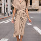 🔥Buy 2 Get 10% Off🔥 Women Satin Button Shirt Dress