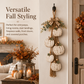 Rustic White Pumpkin Hanging Swag – 5-Pumpkin Fall Wall & Door Decor
