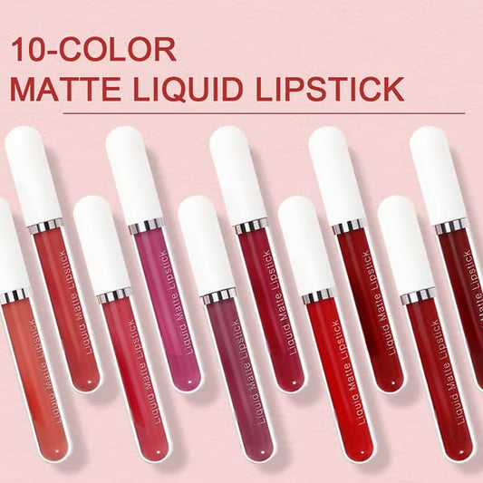 💄10Pcs Liquid Matte Lipstick Set👄Long Lasting, Waterproof Lip Gloss, 24H Wear