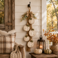 Rustic White Pumpkin Hanging Swag – 5-Pumpkin Fall Wall & Door Decor