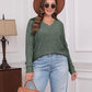 🎉LAST DAY-50% OFF🤩Women's V Neck Long Sleeve Solid Sweater