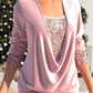 🎅Christmas Sale-50% Off🎁Sequin Loose Smocked Fake Two-Piece Top