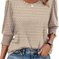 🌺Women Dressy Casual 3/4 Length Sleeve Blouses with Smocked Cuffs