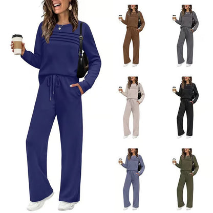 🔥LAST DAY SALE 60% OFF🧡Women's Crew Neck Top & Drawstring Pants Set